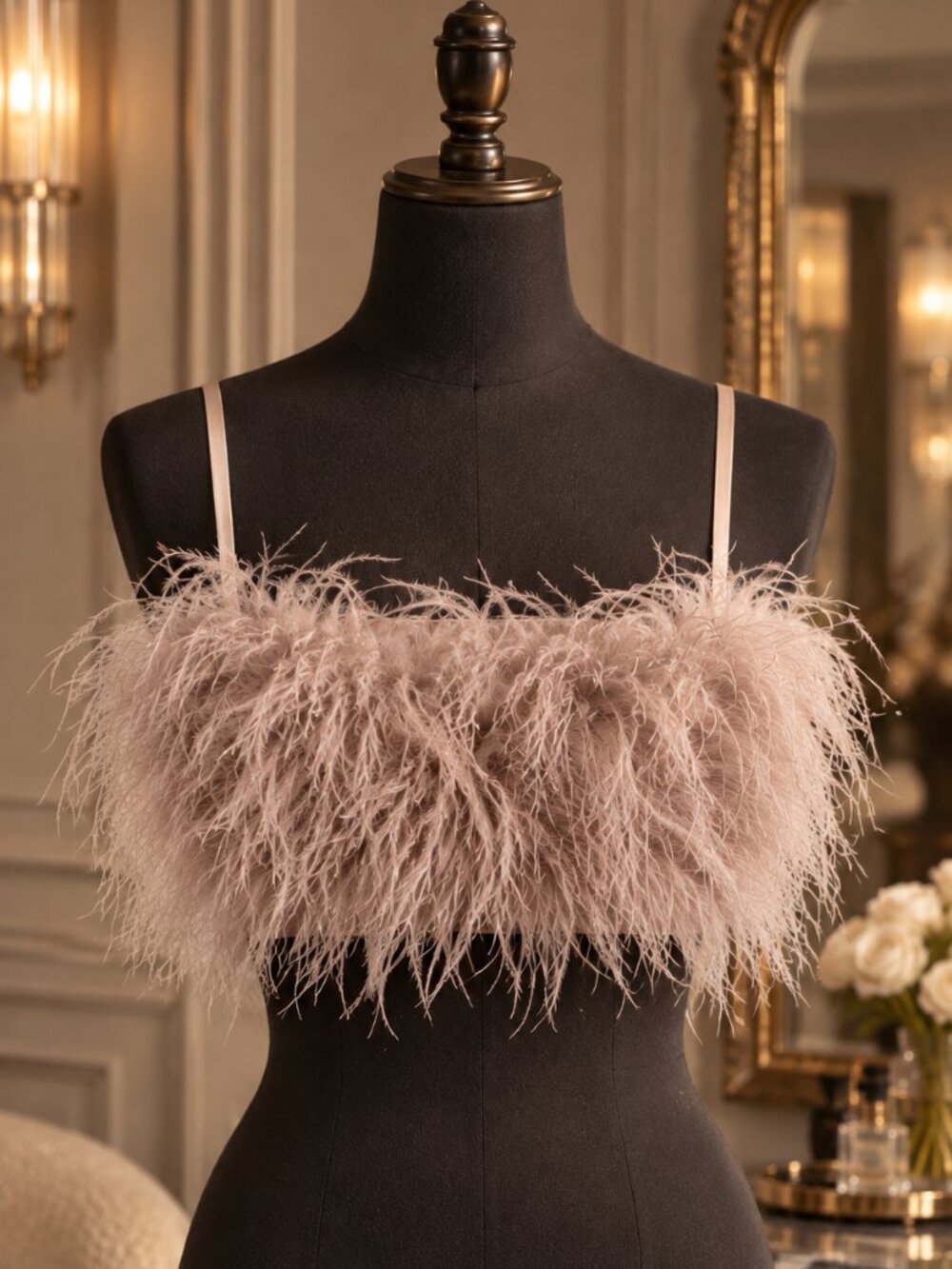 LAMARQUE Zaina Feather Bustier Dusty Rose L